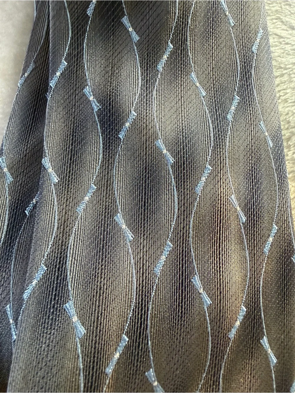 Classic Black Men's Tie with Subtle Blue Wave Pattern - Joseph & Feiss - NWT